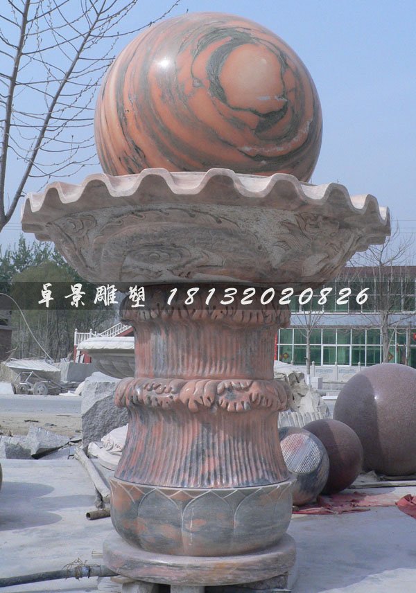 風水球石雕,石頭圓球水盆