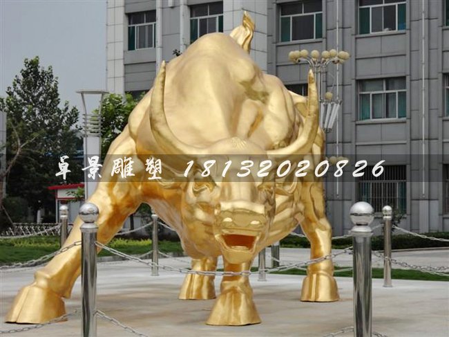 金牛雕塑，鑄銅金牛雕塑，貼金銅牛