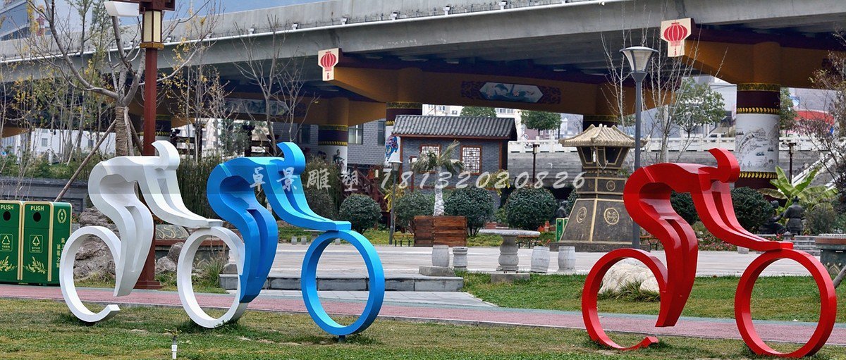 不銹鋼騎自行車雕塑,賽車雕塑