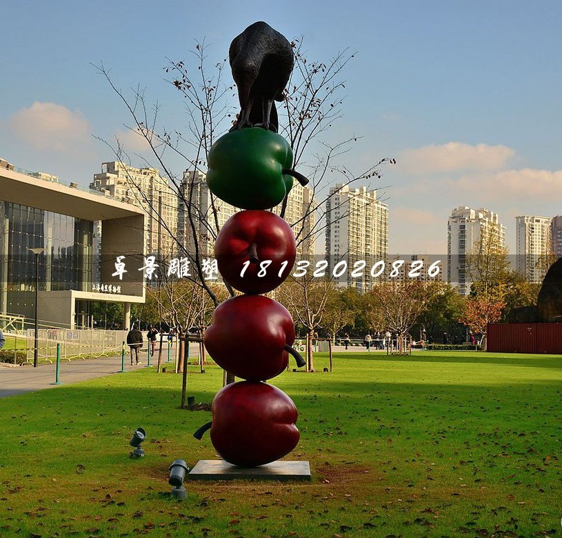鑄銅蘋果雕塑，彩色蘋果雕塑