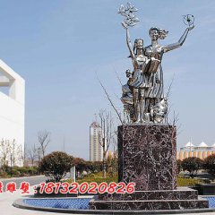 學(xué)校不銹鋼人物雕塑，教學(xué)樓前不銹鋼雕塑