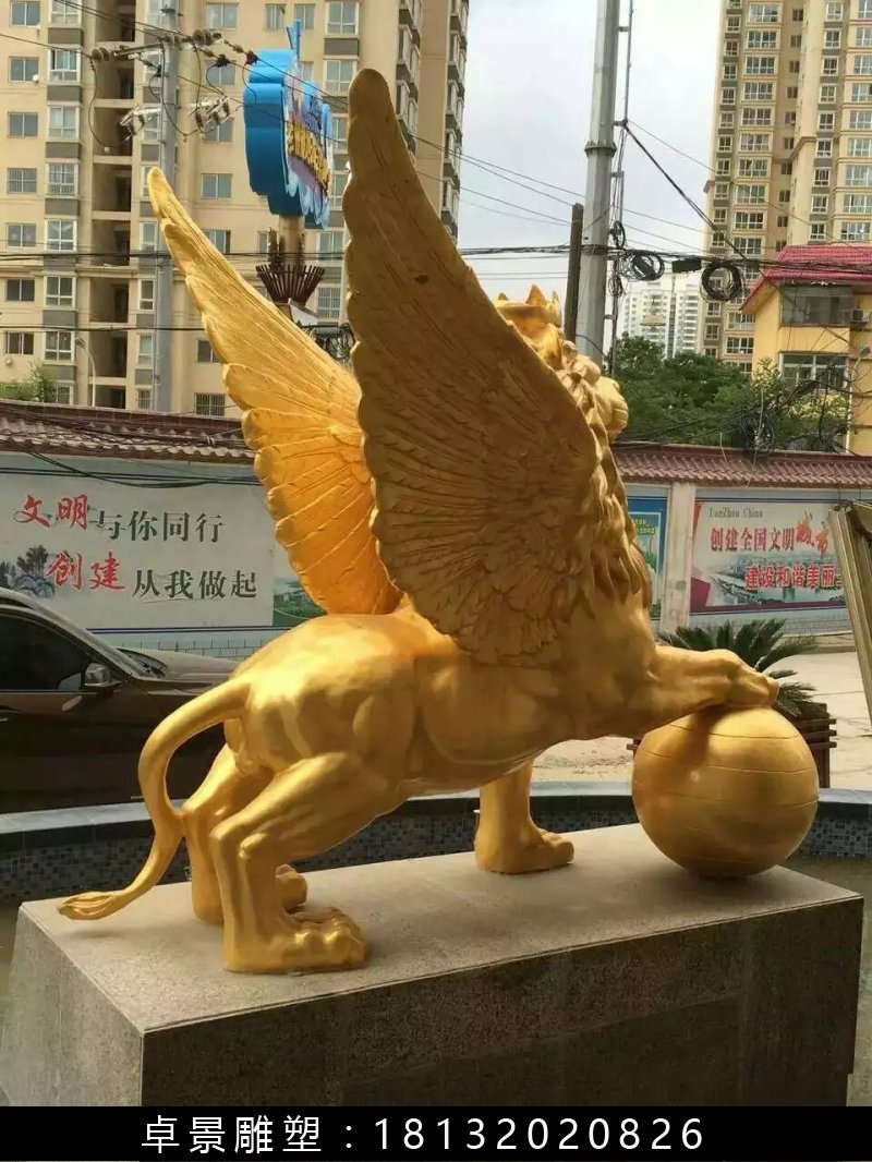 飛獅銅雕,鑄銅飛獅雕塑 (3)