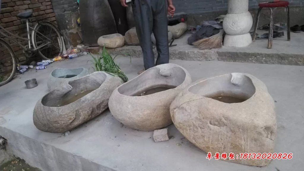大理石花盆，石水盆 (2)