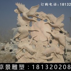 仙鶴石雕,晚霞紅仙鶴雕塑