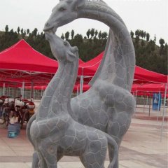 母子長頸鹿石雕,公園動物石雕