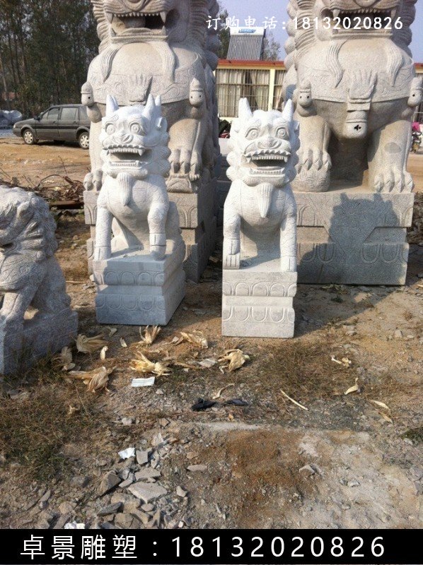 麒麟石雕，漢白玉麒麟雕塑 (2)