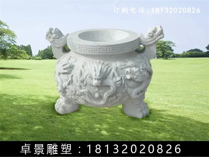 石圓鼎，石香爐雕塑 (6)