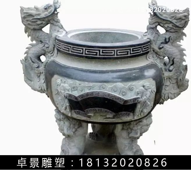 石圓鼎，石香爐雕塑 (7)