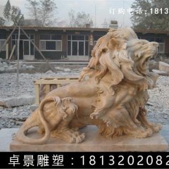 西洋獅石雕,晚霞紅西洋獅雕塑