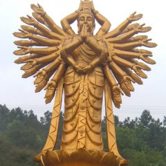千手觀音銅雕,貼金千手觀音雕塑