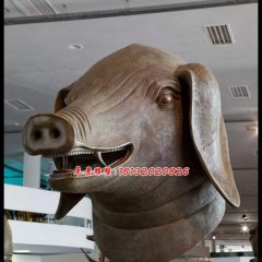 豬頭銅雕,十二生肖獸首銅雕