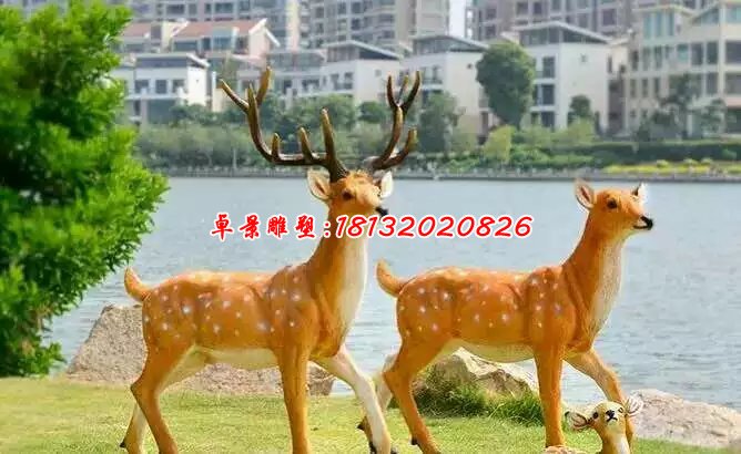 玻璃鋼梅花鹿雕塑,玻璃鋼仿真動物雕塑 (1)