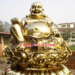 彌勒佛貼金銅雕,大肚彌勒佛雕塑
