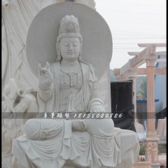 坐式觀音菩薩雕塑，漢白玉坐式觀音菩薩雕塑
