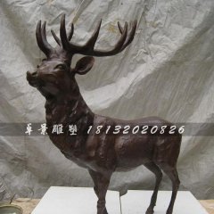 梅花鹿銅雕,紫銅梅花鹿雕塑