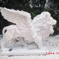 飛獅石雕,晚霞紅飛獅雕塑