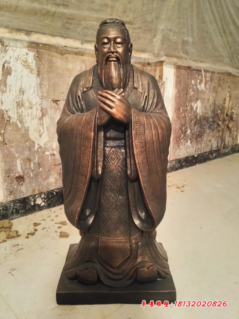 孔子銅雕,鑄銅孔子雕塑,校園名人銅雕 (1)
