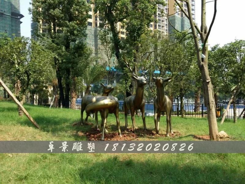 梅花鹿銅雕,公園動物銅雕 (1)