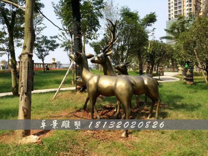 梅花鹿銅雕,公園動物銅雕 (2)