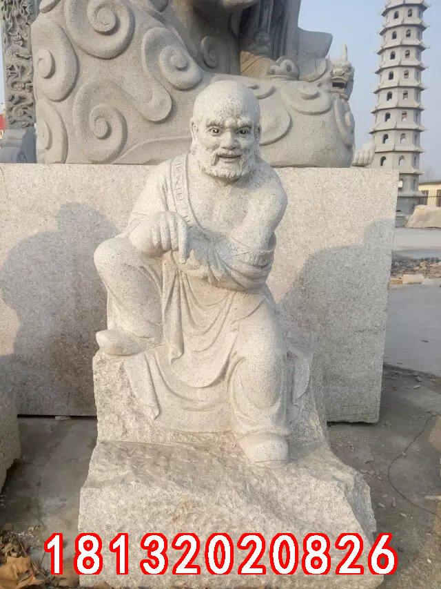 十八羅漢石雕,漢白玉十八羅漢雕塑 (8)