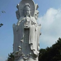 觀音菩薩石雕，三面觀音菩薩石雕