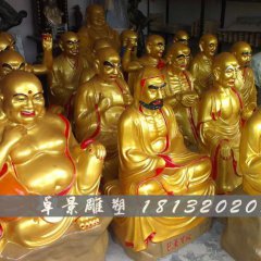 十八羅漢銅雕,十八羅漢彩繪銅雕