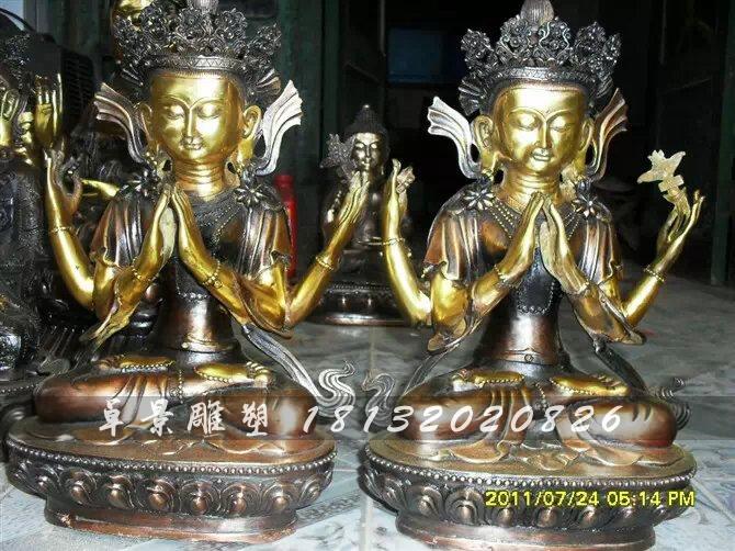 銅佛像，銅無量壽佛雕塑