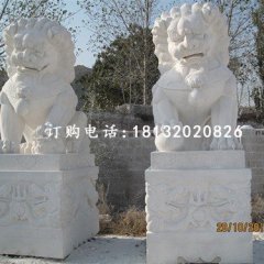 漢白玉石獅子雕塑,石頭獅子雕塑