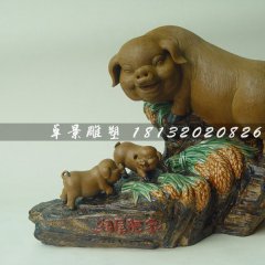 仿真小豬雕塑，玻璃鋼小豬雕塑