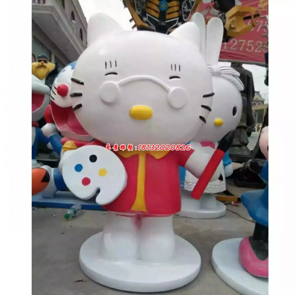 小貓玻璃鋼雕塑,卡通小貓雕塑 (2)