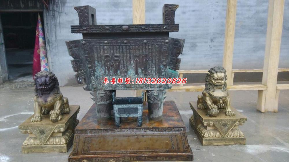青銅鼎,四腳鼎,廣場銅鼎雕塑