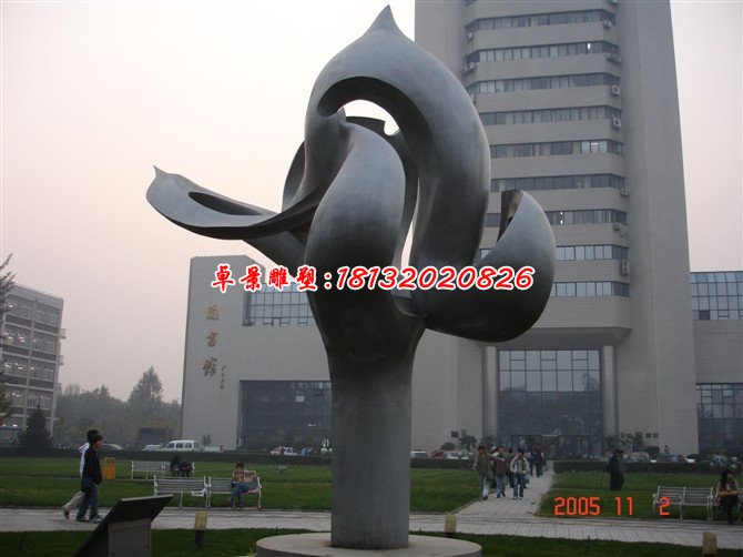抽象花朵銅雕,校園銅雕塑