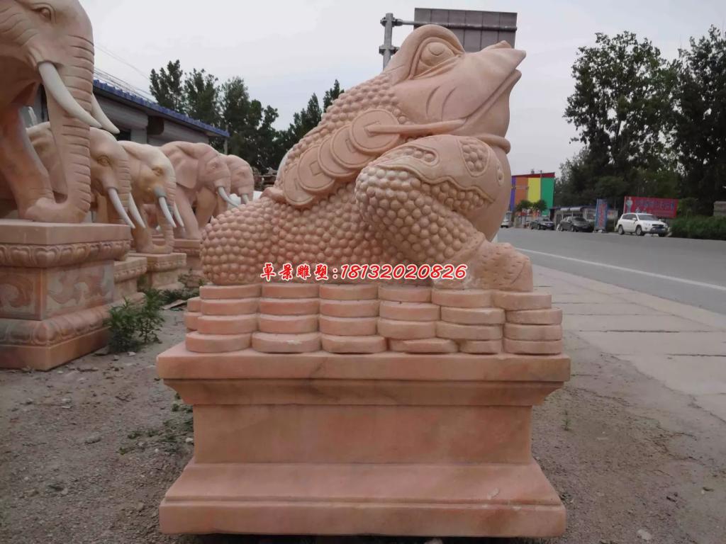 金蟾石雕,晚霞紅金蟾雕塑 (2)