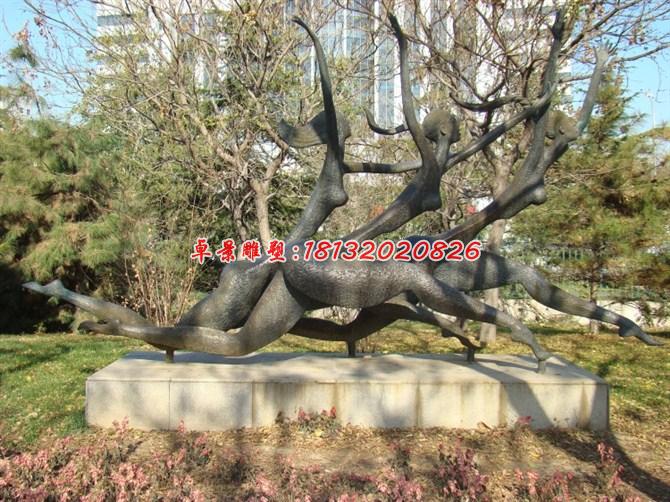 奔跑銅雕,公園抽象人物銅雕