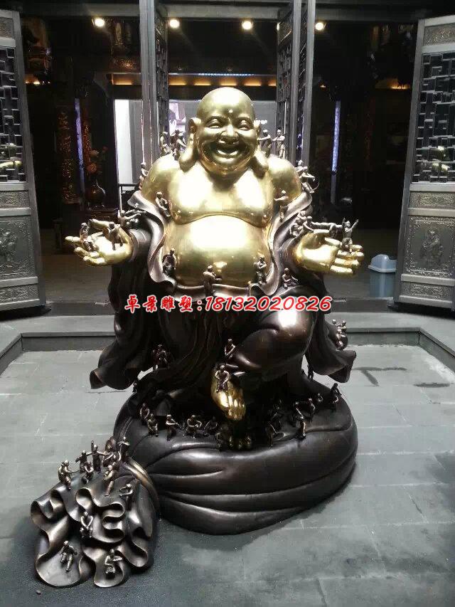 彌勒佛銅雕，貼金彌勒佛雕塑