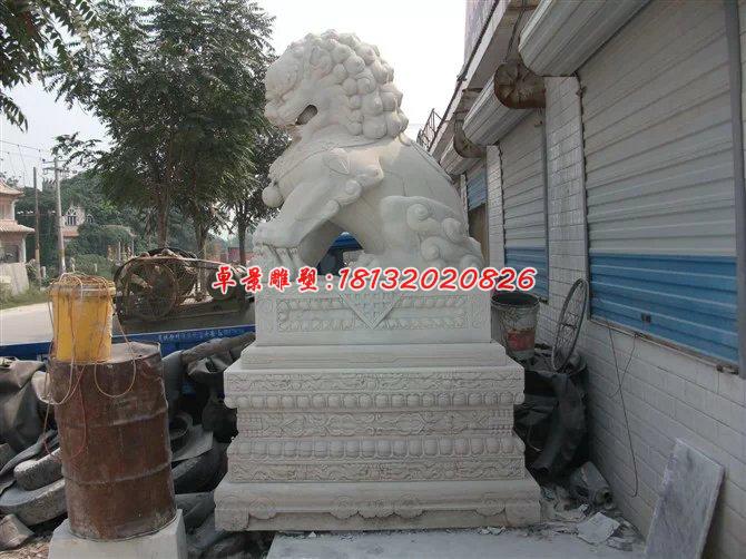 石雕北京獅，踩球石獅子雕塑 (3)