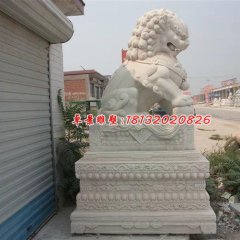 石雕北京獅,踩球石獅子雕塑