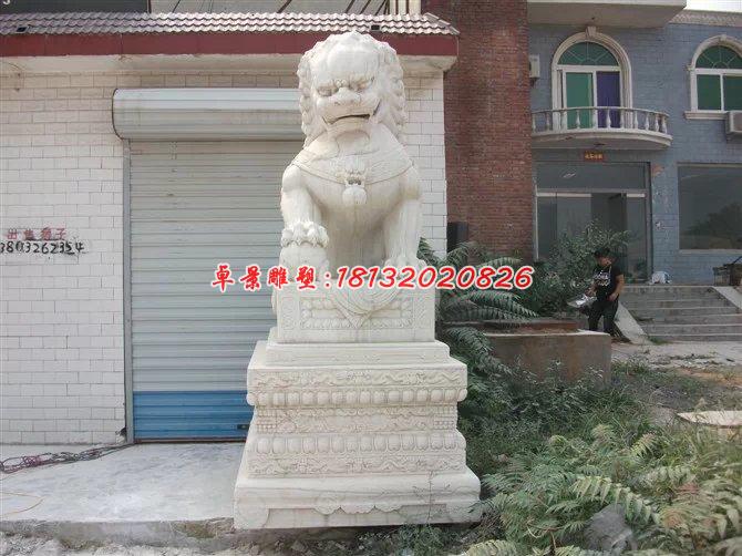 石雕北京獅，踩球石獅子雕塑 (2)