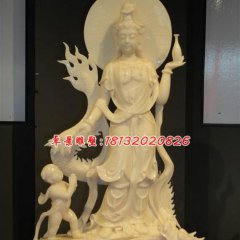 石雕觀音菩薩，漢白玉觀世音雕塑