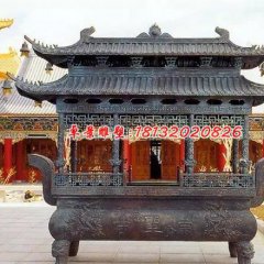佛光普照銅雕香爐,寺廟香爐雕塑