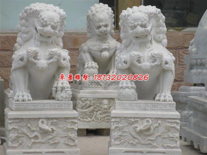 漢白玉石獅子雕塑，石雕看門獅 (2)
