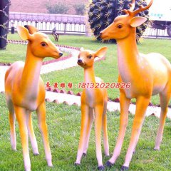 玻璃鋼動(dòng)物雕塑，公園梅花鹿雕塑