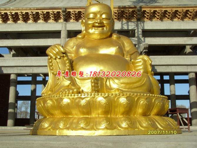 貼金佛像雕塑，彌勒佛銅雕