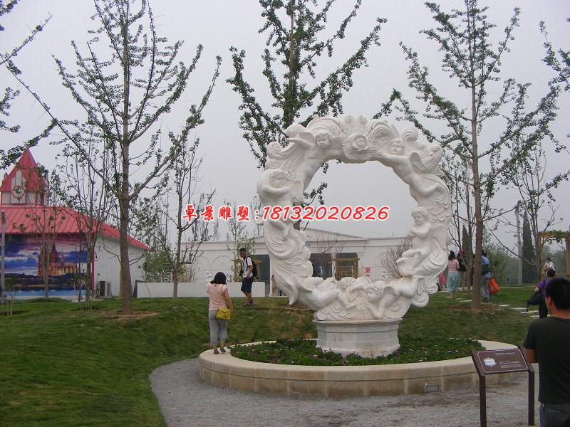 西方小孩石雕，漢白玉景觀石雕