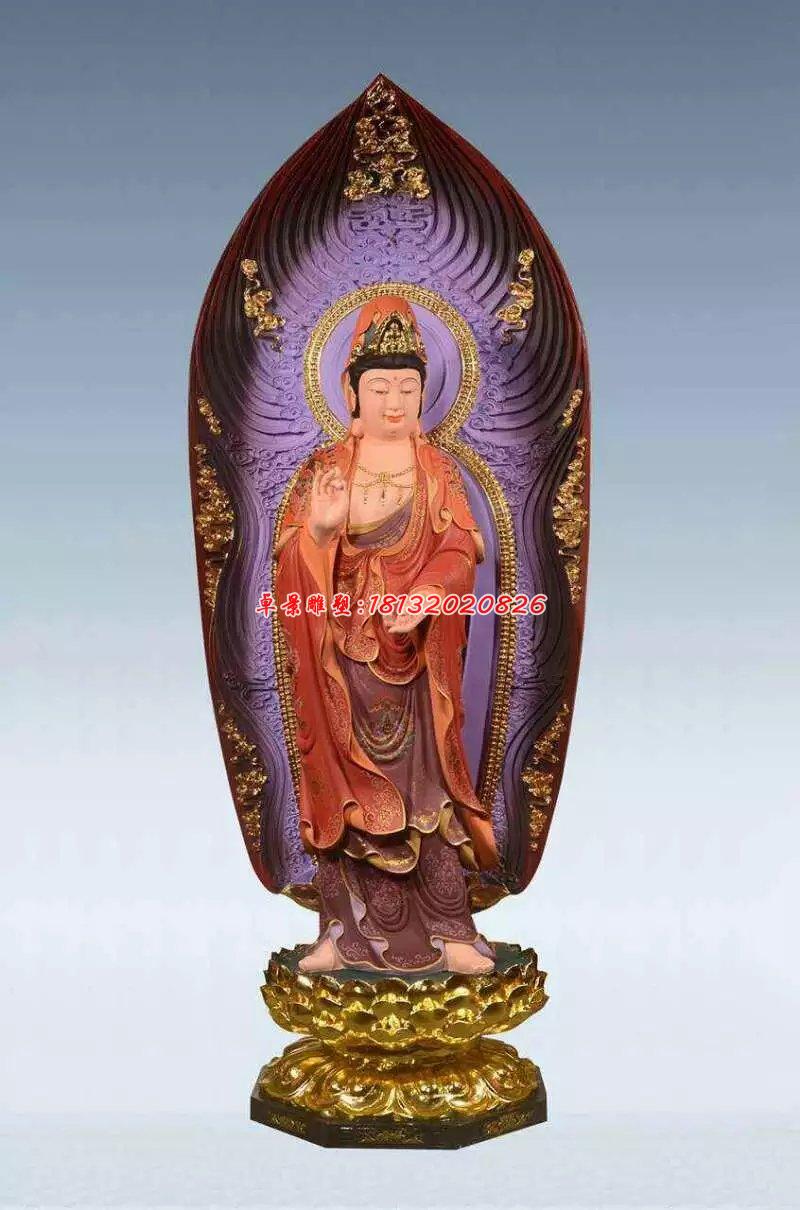 彩繪佛像雕塑，銅雕東方三圣 (1)