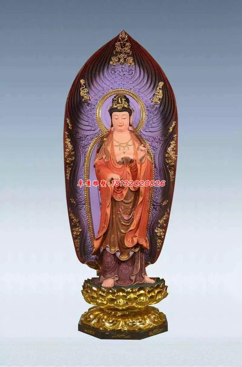 彩繪佛像雕塑，銅雕東方三圣 (3)