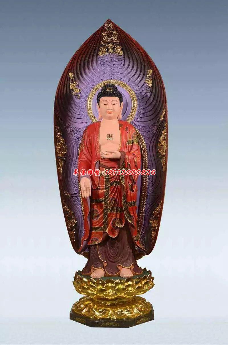 彩繪佛像雕塑，銅雕東方三圣 (2)