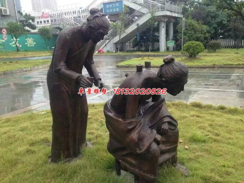 拔罐人物銅雕，公園人物雕塑