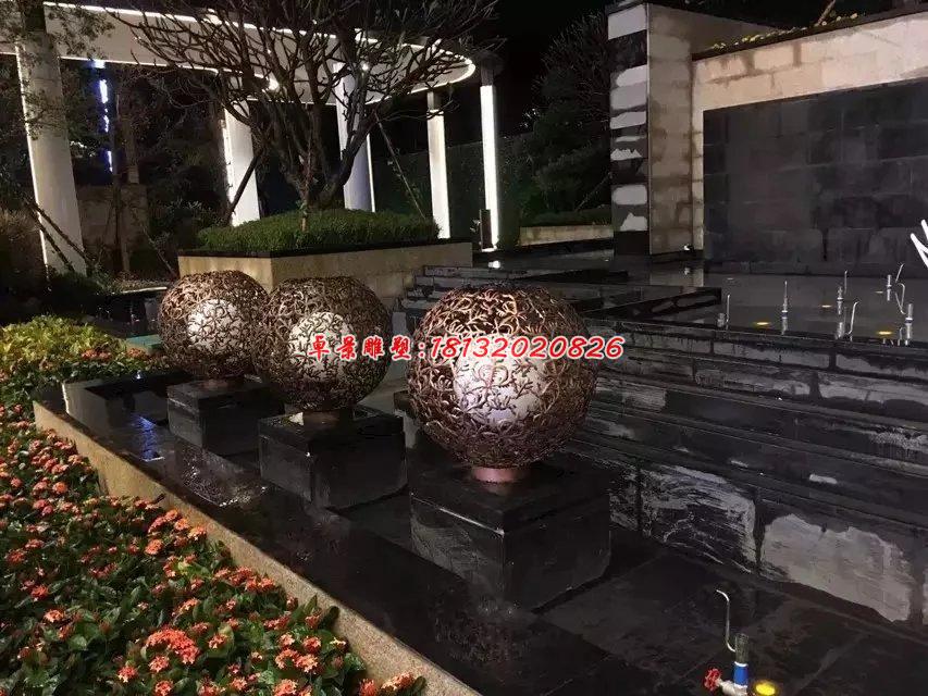 銅雕鏤空球,小區景觀銅雕 (2)