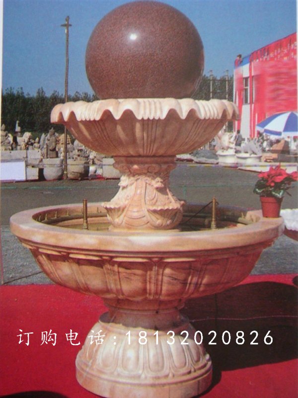 風水球,大晚霞紅風水球雕塑 (1)